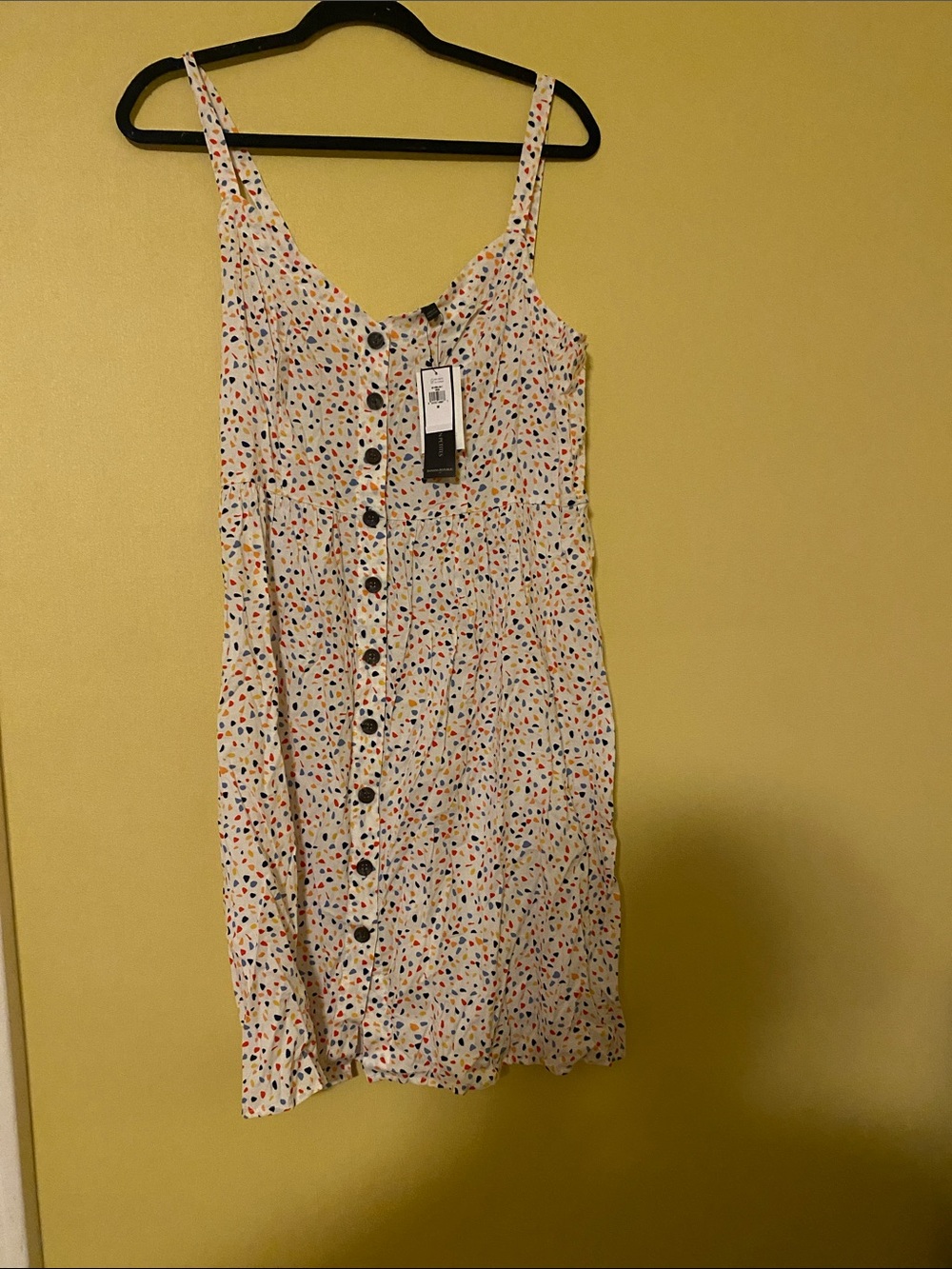 Banana Republic Factory White Multicolor Spotted Button-Front Mini Dress